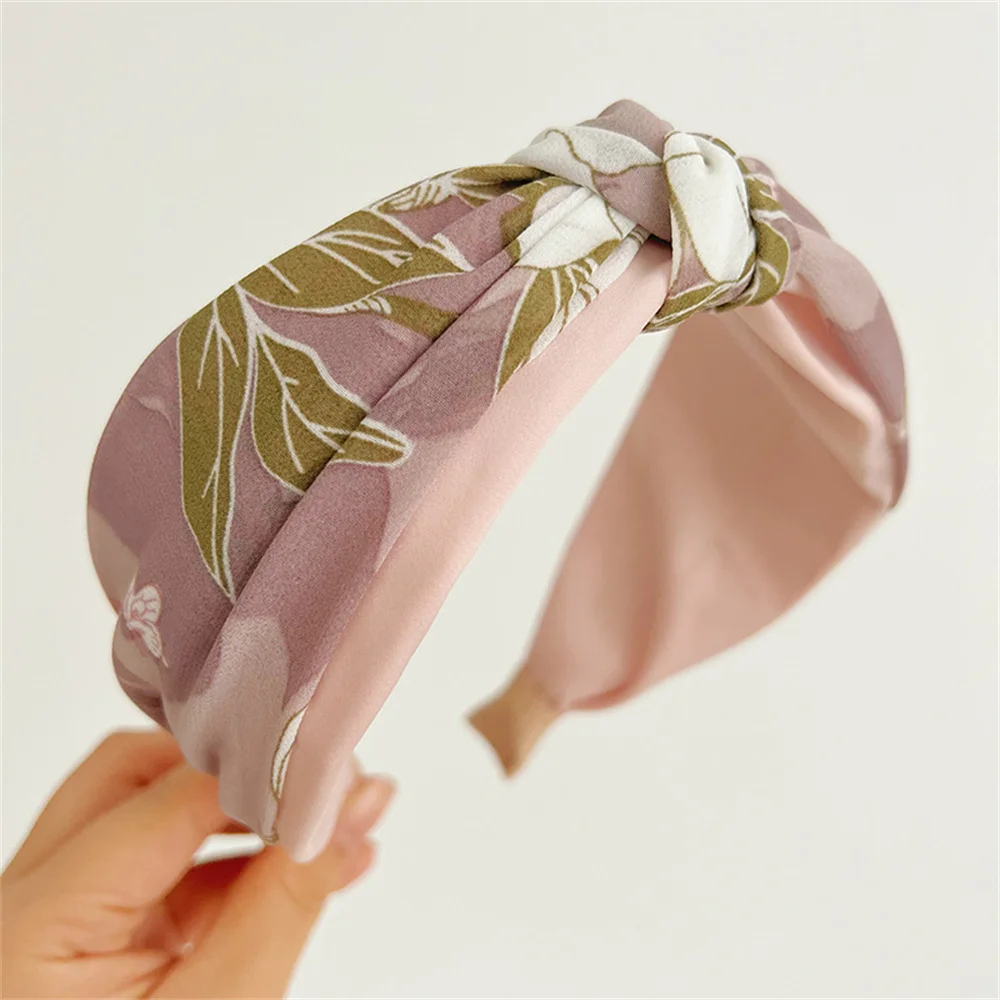 Breite Stoff-Stirnbänder für Frauen und Mädchen, mit Blumenmuster geknotete Haarbänder, weibliche Stirnbänder, Haarreifen, Haar-Accessoires – Detail 11