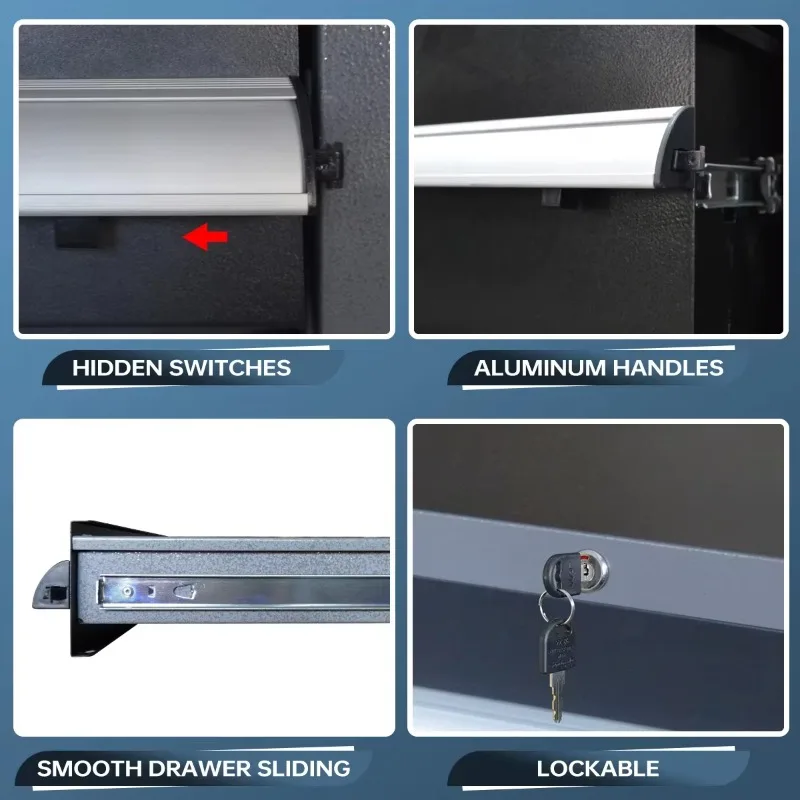 Black large steel combination workbench/garage cabinet system new black large steel combination tool furniture five