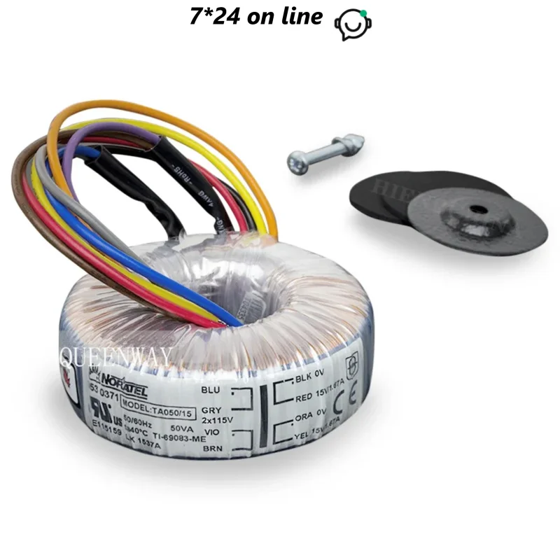 

T-007 20VA 2* 15V 1.67A 20W New Noratel Toroidal Transforme Primary Rated Voltage 0V-115V*2 50/60hz