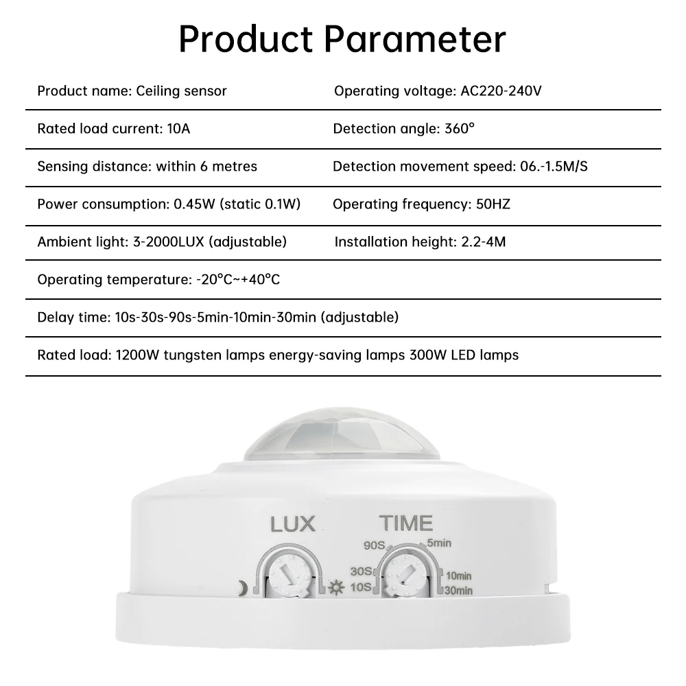 220-240V LED Infrared Motion Sensor Detection Auto Sensor Light Switch 360 PIR Motion Human Body Detector Sensitive Lamp Switch