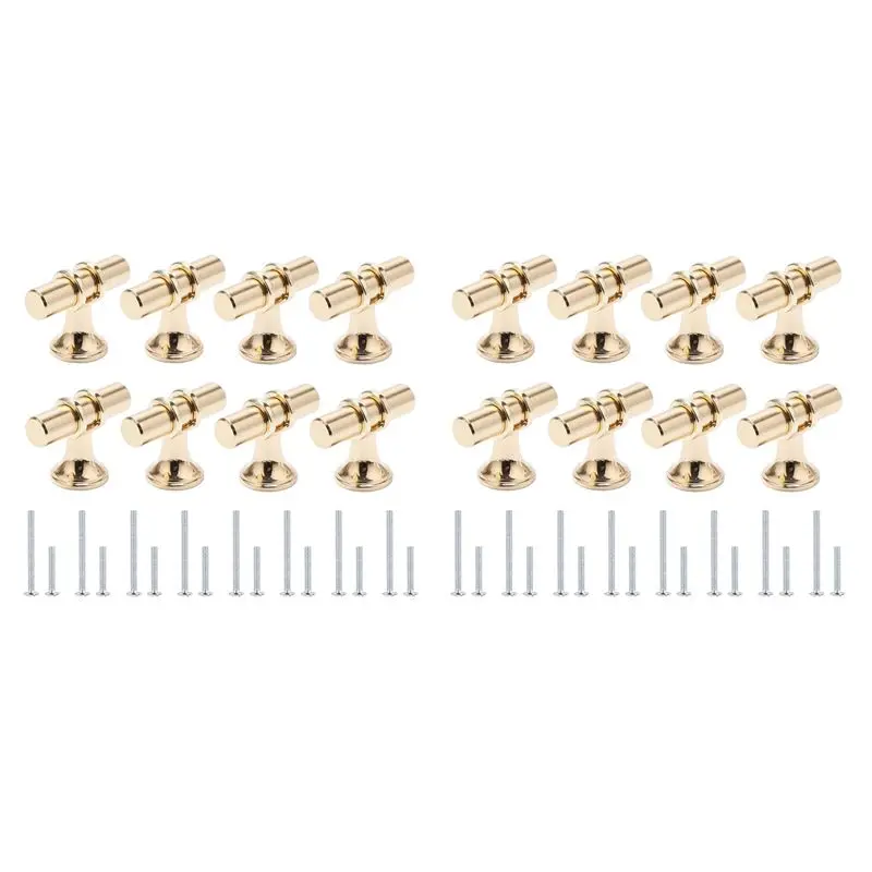 16 Packs Champagne Gold Cabinet Knobs Drawer Knobs Euro T Bar Cabinet Handles Modern Knobs For Cabinets And Drawers