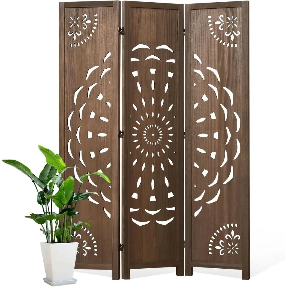 

66.9Inch Wooden Room Partition - 3 Panels Boho-Styled Space Room Divider or Home/Oice, board & Yoga/Photo/Video Call Backdrop (B