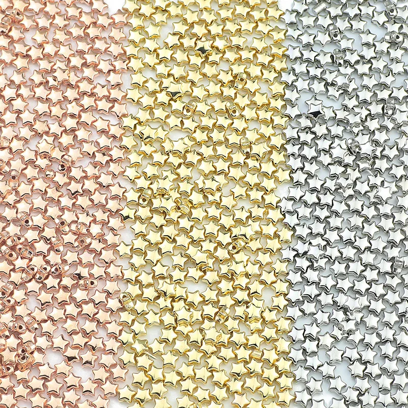 6mm 100~400pcs Star Shape CCB Bead Spacer Gold/Silver Plated Loose Beads For Jewelry Making Accessories DIY Necklace