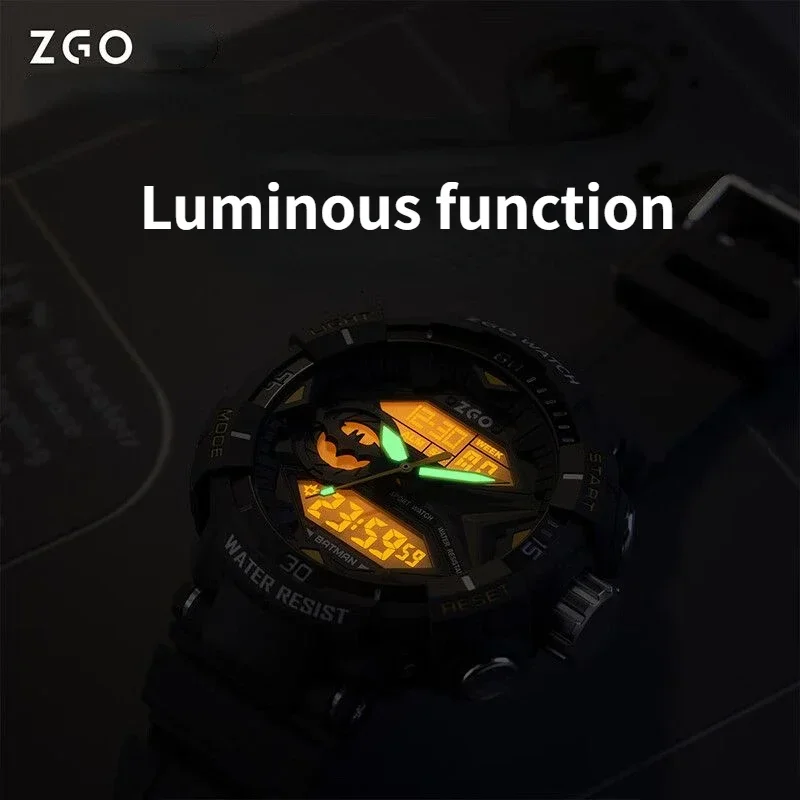 ZGO Animation Joint Genuine Boys Luminous Sports Watch Cool Sports Watch Black Technology Electronic Watches