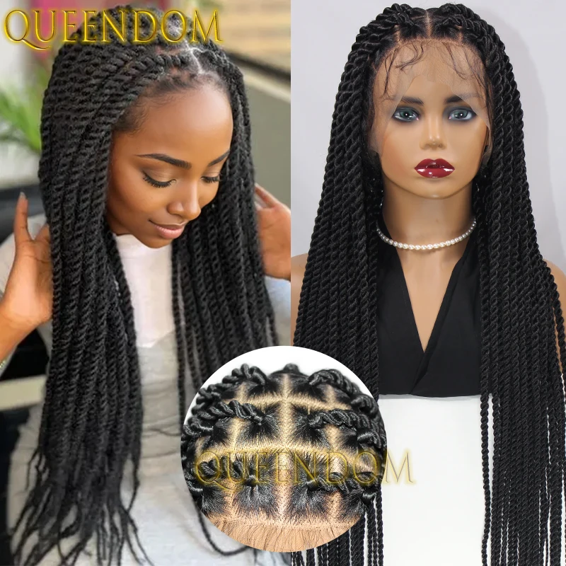 36 Inch Jumbo Synthetic Box Braid Wig Faux Locs Senegalese Twist Braids Wig for Black Women Natural Crochet Braided Goddess Wig