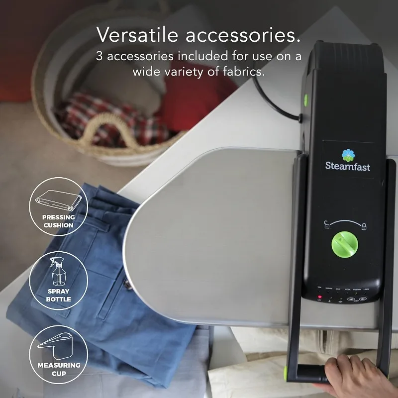 مكبس بخاري رقمي Steamfast SF-680 مع إعدادات قماش متعددة ووظيفة انفجار البخار، ستانلس/أسود
