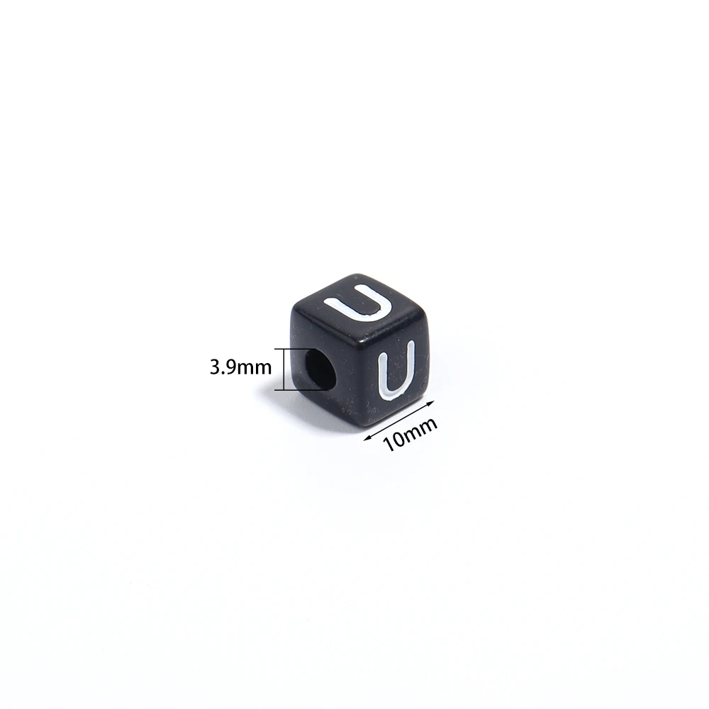 50pcs/lot Black Acrylic Alphabet Beads Square A-Z Letter Loose Spacer Beads for Jewelry Making DIY Bracelet Handmade Supplies