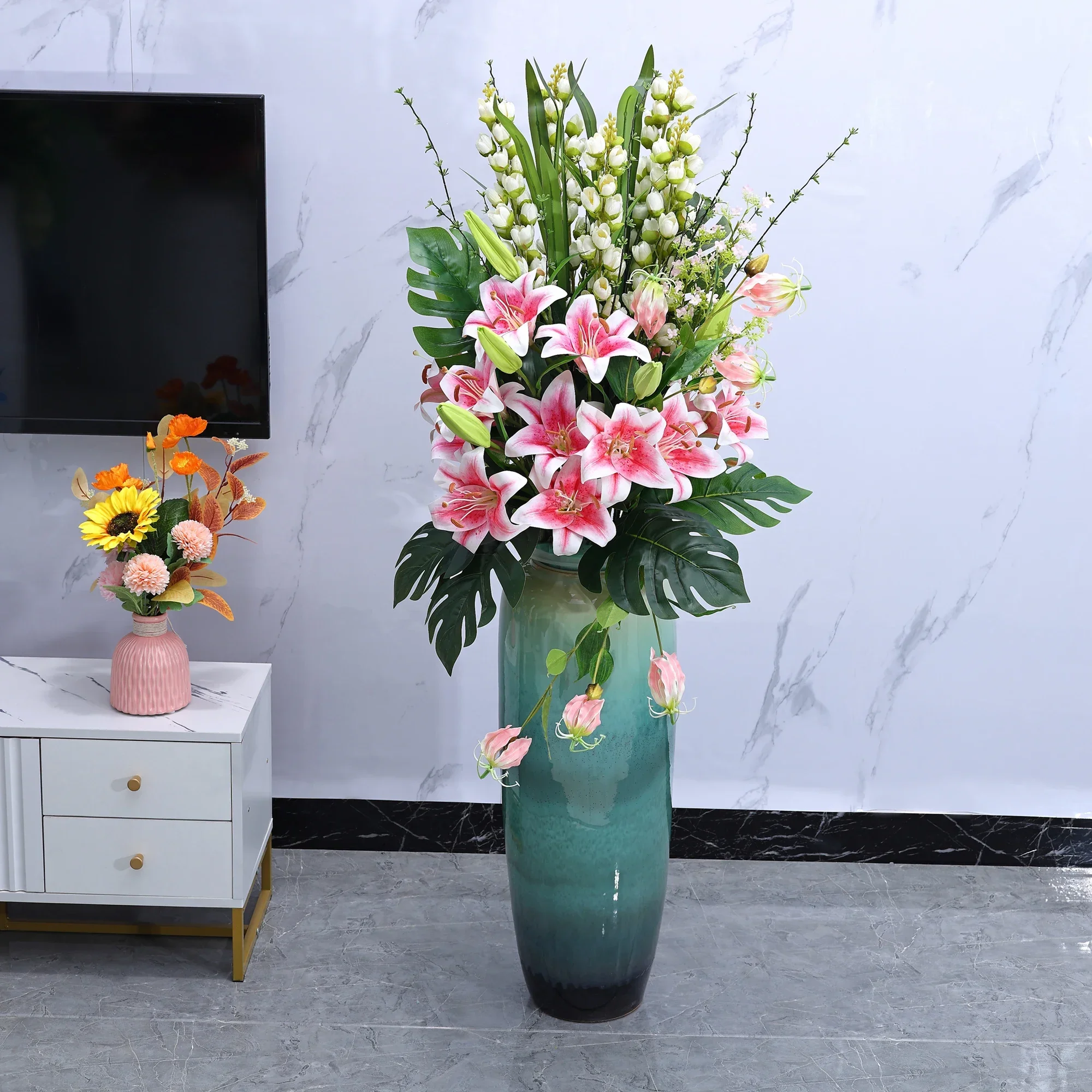 

A Living room simulation flower decorations Large floor to ceiling ceramic vases in Jingdezhen Large floor to ceiling vases