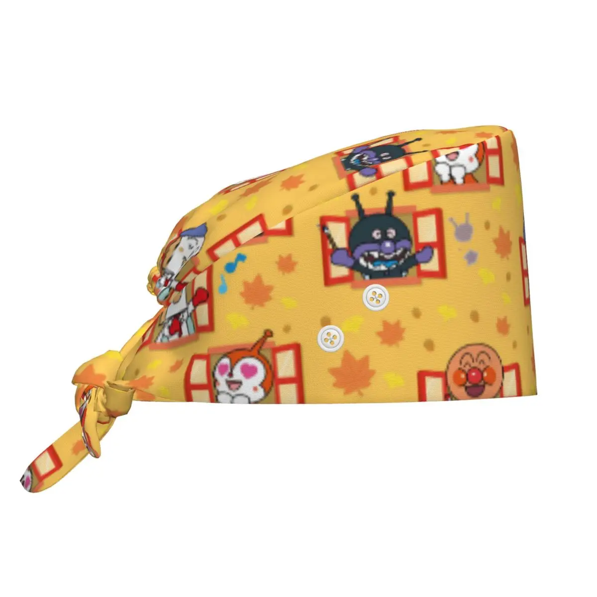 

Индивидуальная аниме-шапка Анпанман с пуговицами, хирургическая шапка с пуговицами, мультяшная шапка для операционной, шапка медсестры, шапка для лабораторных работ