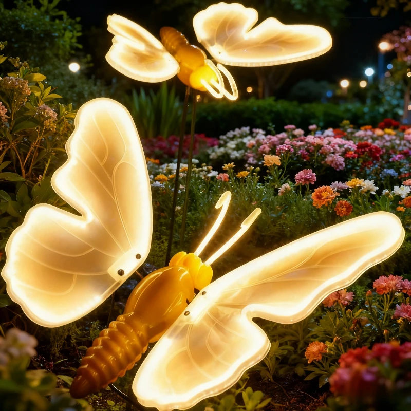 

Рождественские светодиодные фонари-бабочки, динамические 40 см, имитация бабочки, украшение на Новый год, романтический Рождественский уличный декор