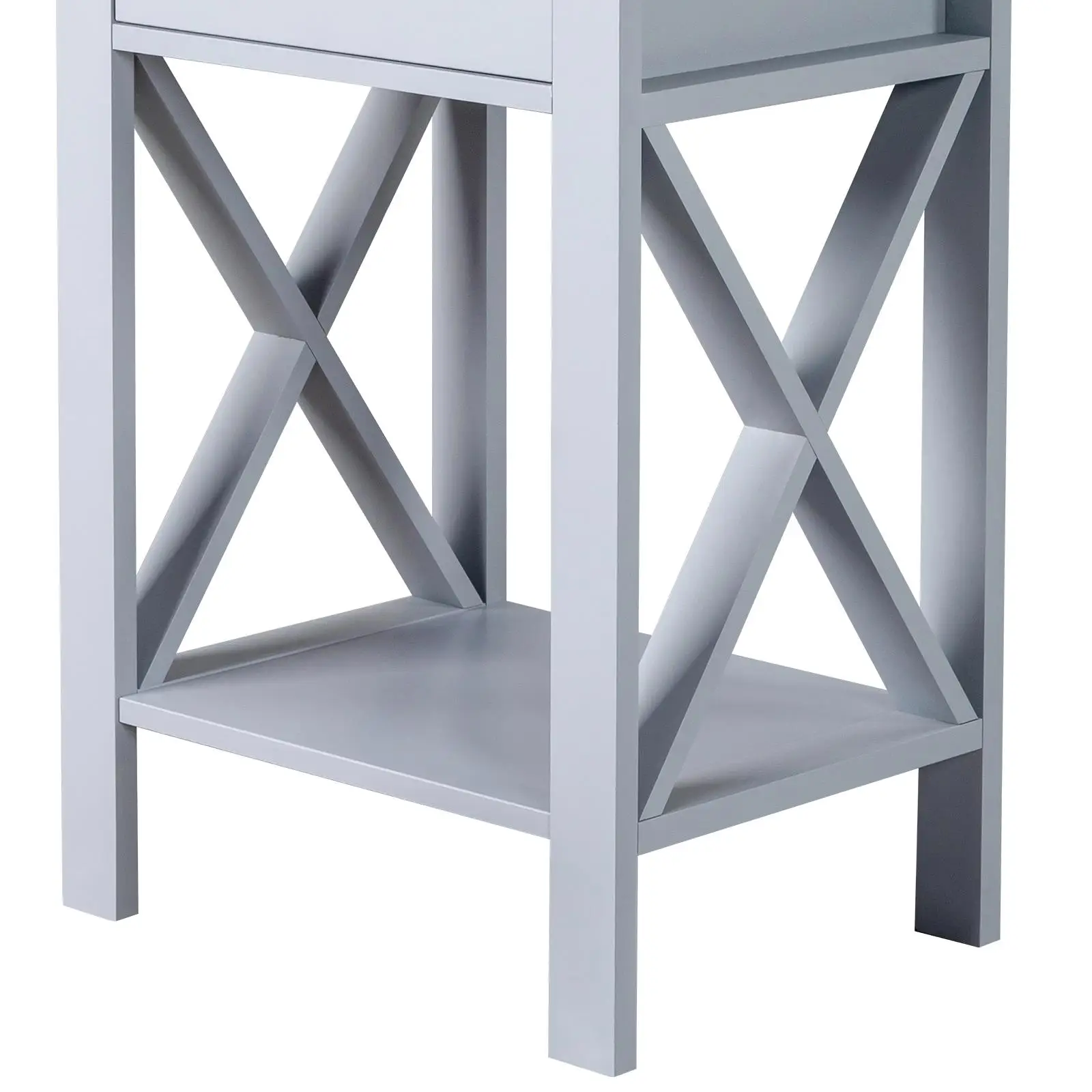 Gray Two-Layer Drawer Bedside Table & Coffee Table with Side Intersection Design