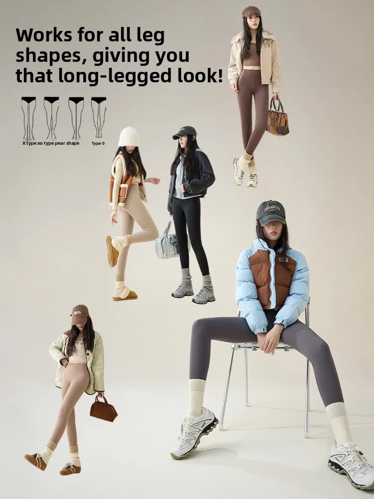 Pantalones de yoga de piel de arca Thi de cintura alta con forro de Fce cálido Leggings de invierno de color que combinan con todo para mujer