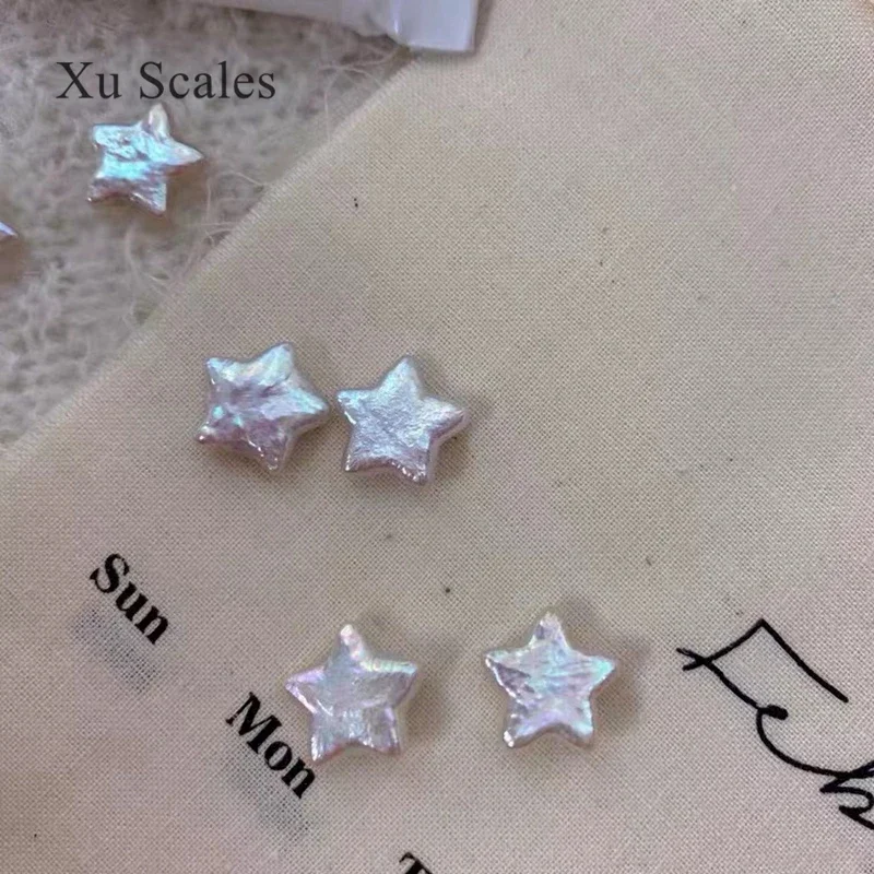 Natural Freshwater Irregular Baroque Pearl Lucky Star Earrings Five pointed Star Irregular 925 Silver Needle Simple Jewelry Gift