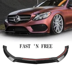 Front Bumper Spoiler Lip Lower Splitter Guard For Mercedes Benz C Class W205 C180 C250 C300 C400 2015-2018 Sport