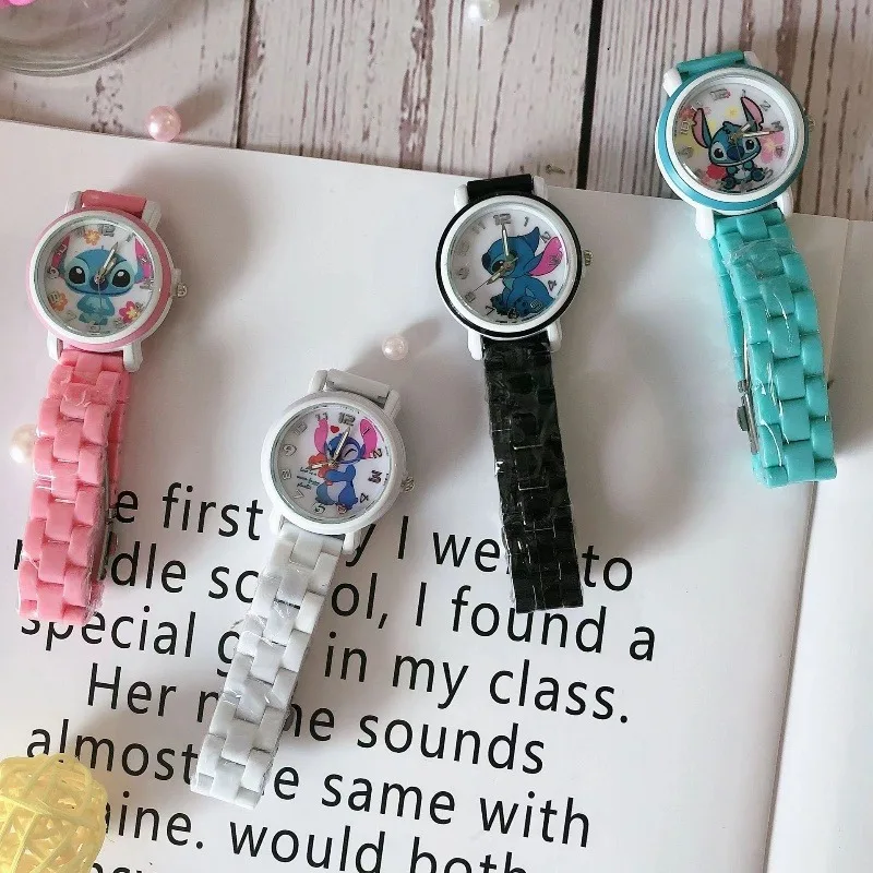 

Kawaii Disney Stitch Kids Watches Anime Cartoon Waterproof Ceramics Watch Strap Student Lovers Watch 2024 New Wholesale