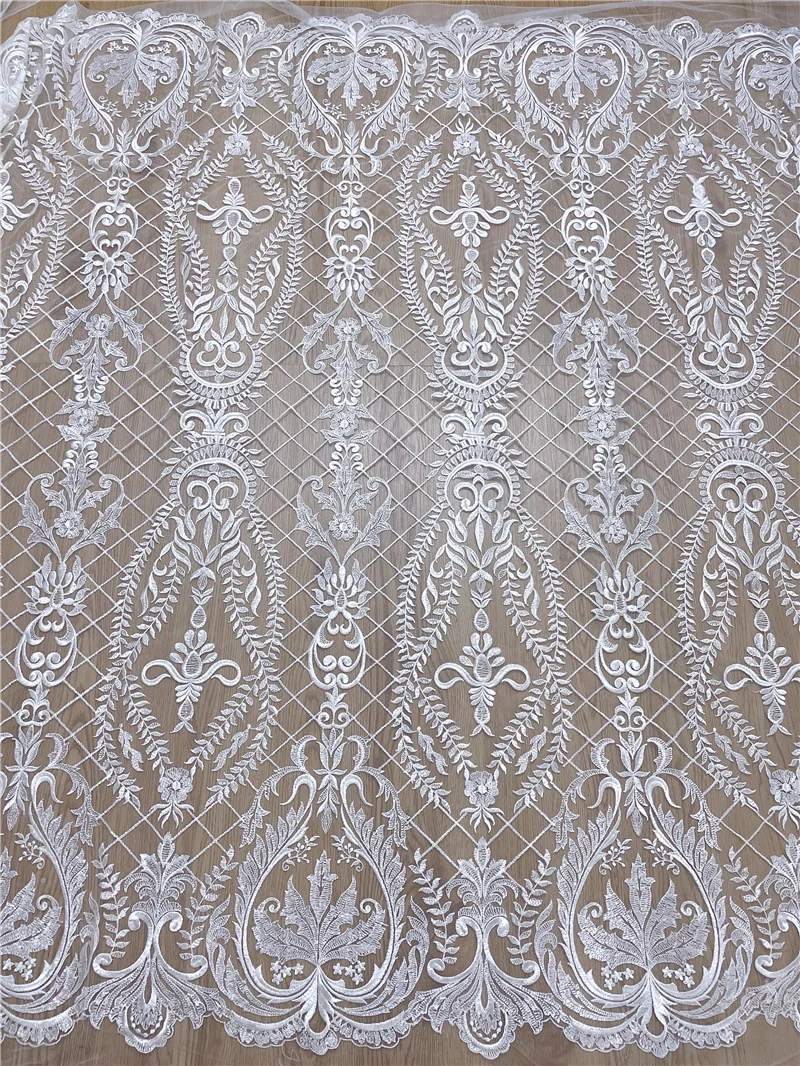 Off White Africa Lace Fabric 2022 HIgh Quality Wedding Dress Sewing Embroidery Lace Fabric Sell By Yard