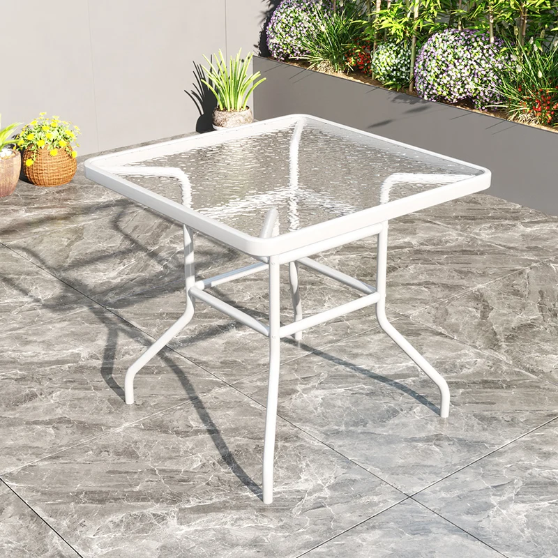Sturdy Foldable Glass Coffee Table,Outdoor Dining Set,Rustic Balcony Furniture,Portable Outdoor Table(Weatherproof Design)