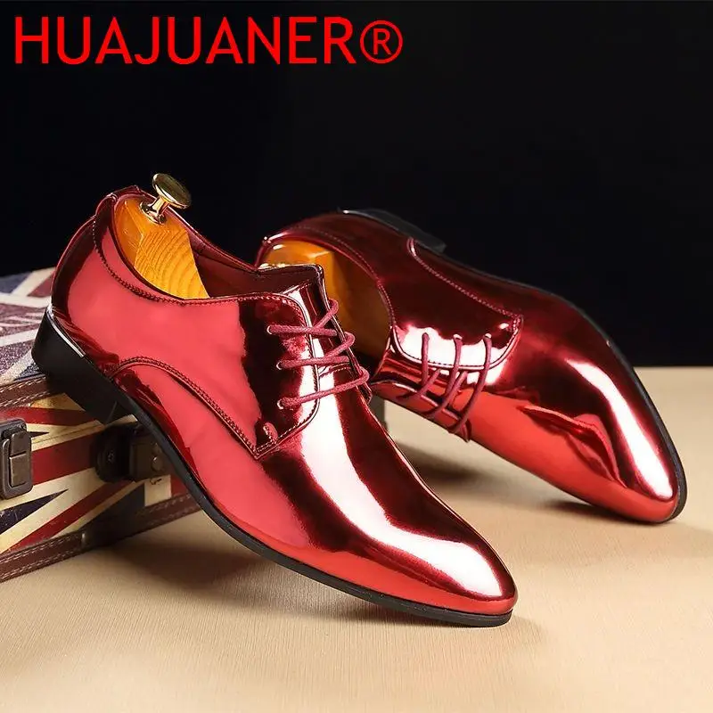 Autumn 2025 Fashion Groom Wedding Shoes Italian Style Mens Dress Shoes Pointed Toe Casual Business Patent Leather Dress Shoe Man