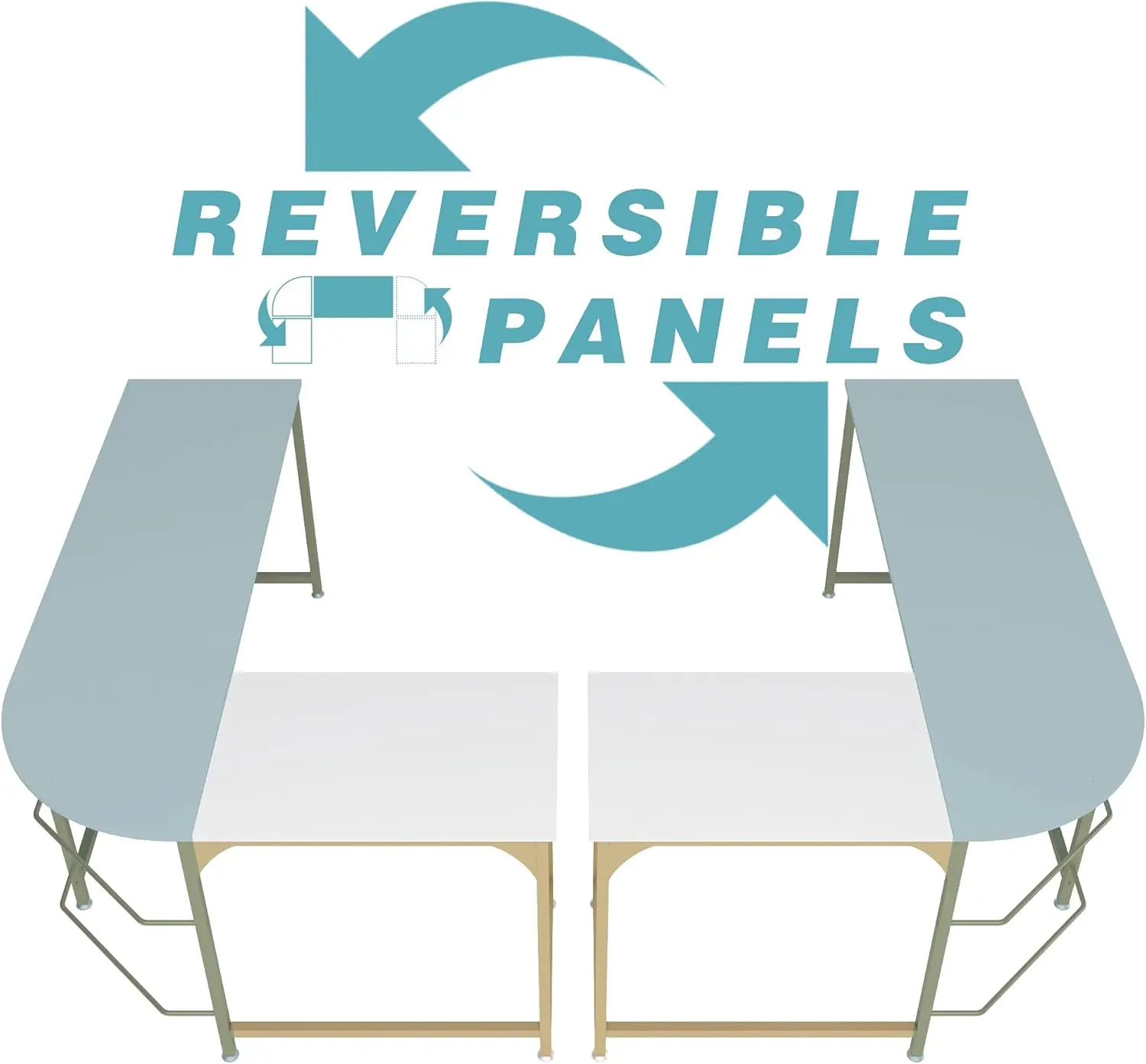 Reversible L Shaped Desk White -Corner Gaming Computer Desk, Office Workstation Modern Home Study Writing Wooden Table