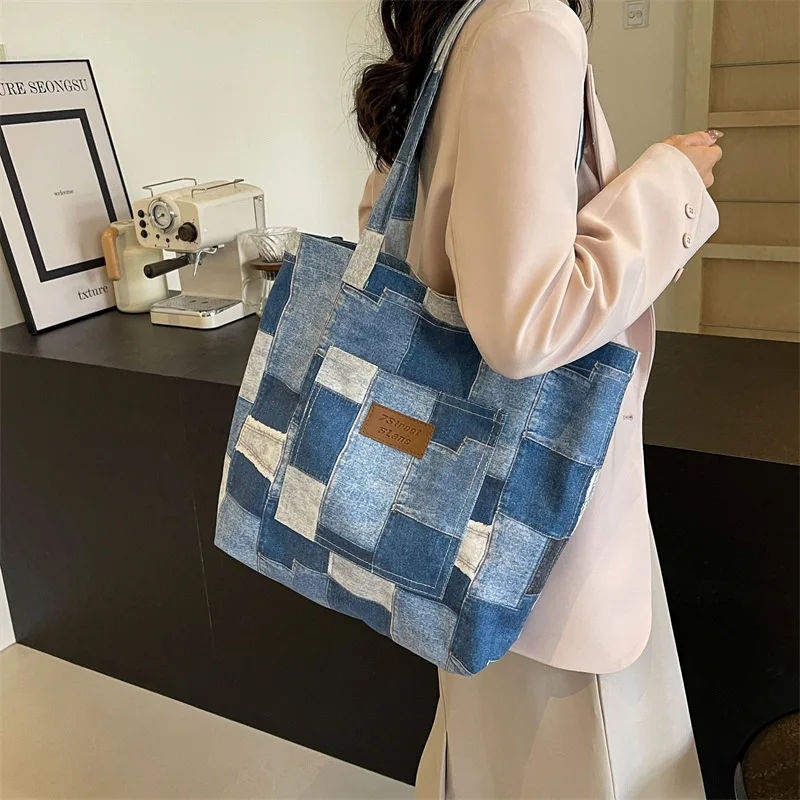Women Denim Shoulder Bag Casual Hobo Bags with Interior Pocket Large Purse for Work Shopping Travel Bolso de mujer Женская сумка