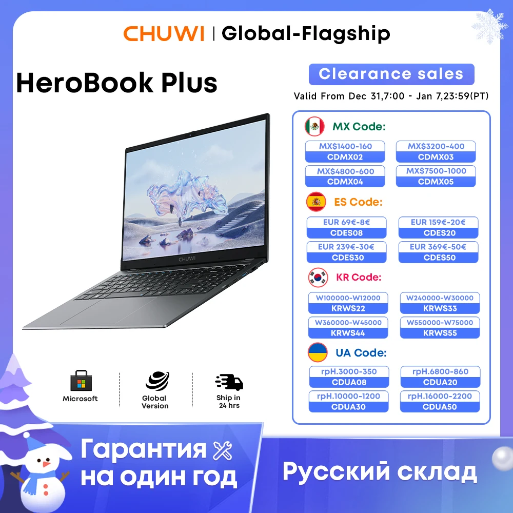 CHUWI 15.6" HeroBook Plus Chuwi 14.1" HeroBook Pro Laptop Intel N4020 8GB RAM 256GB SSD 1920*1080P Computer Windows 11 Laptops