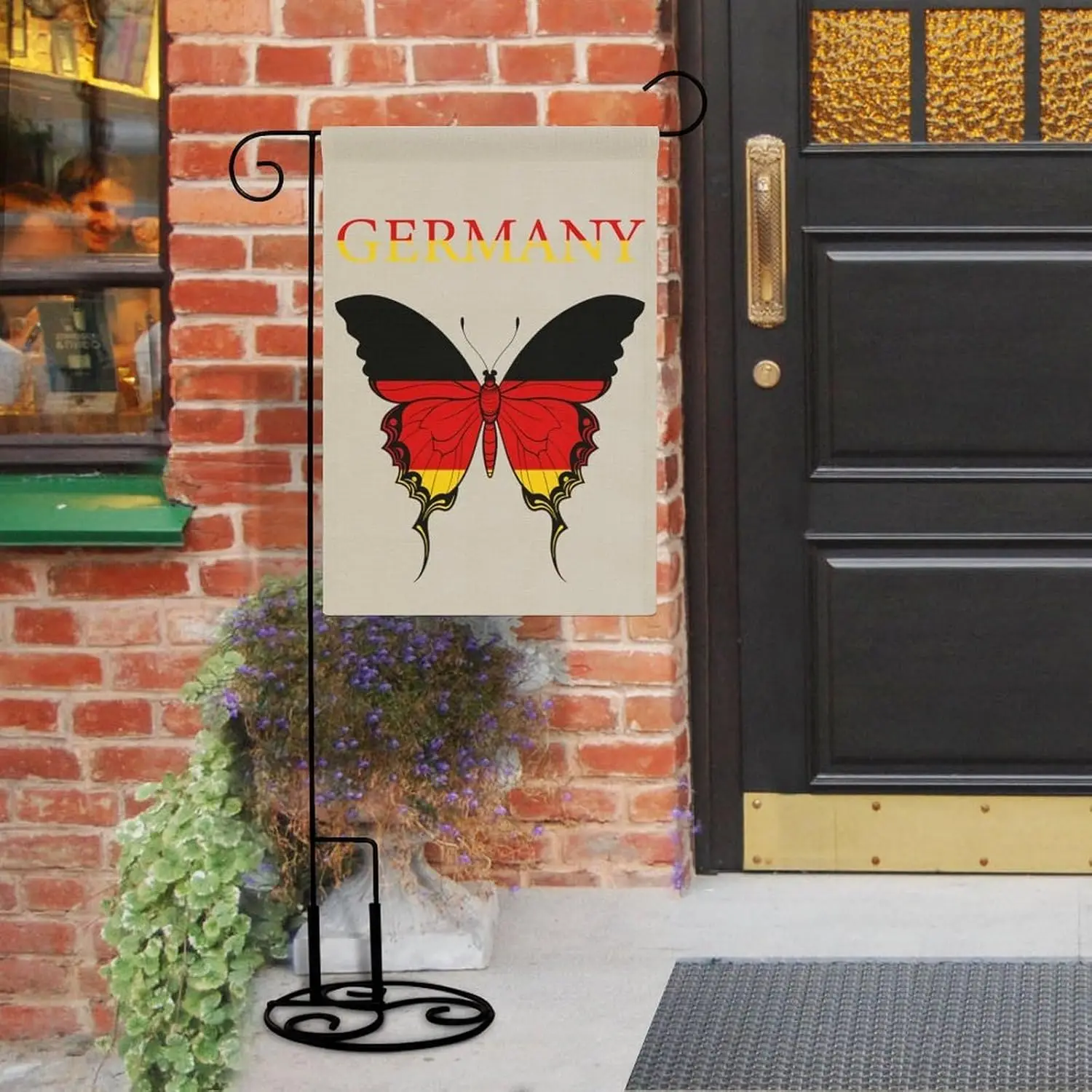 Garden Flag 12X18 Inches Double Sided Germany Butterfly German Flag Printed Patriotic Banner Decor for Outside House Indoor jjp