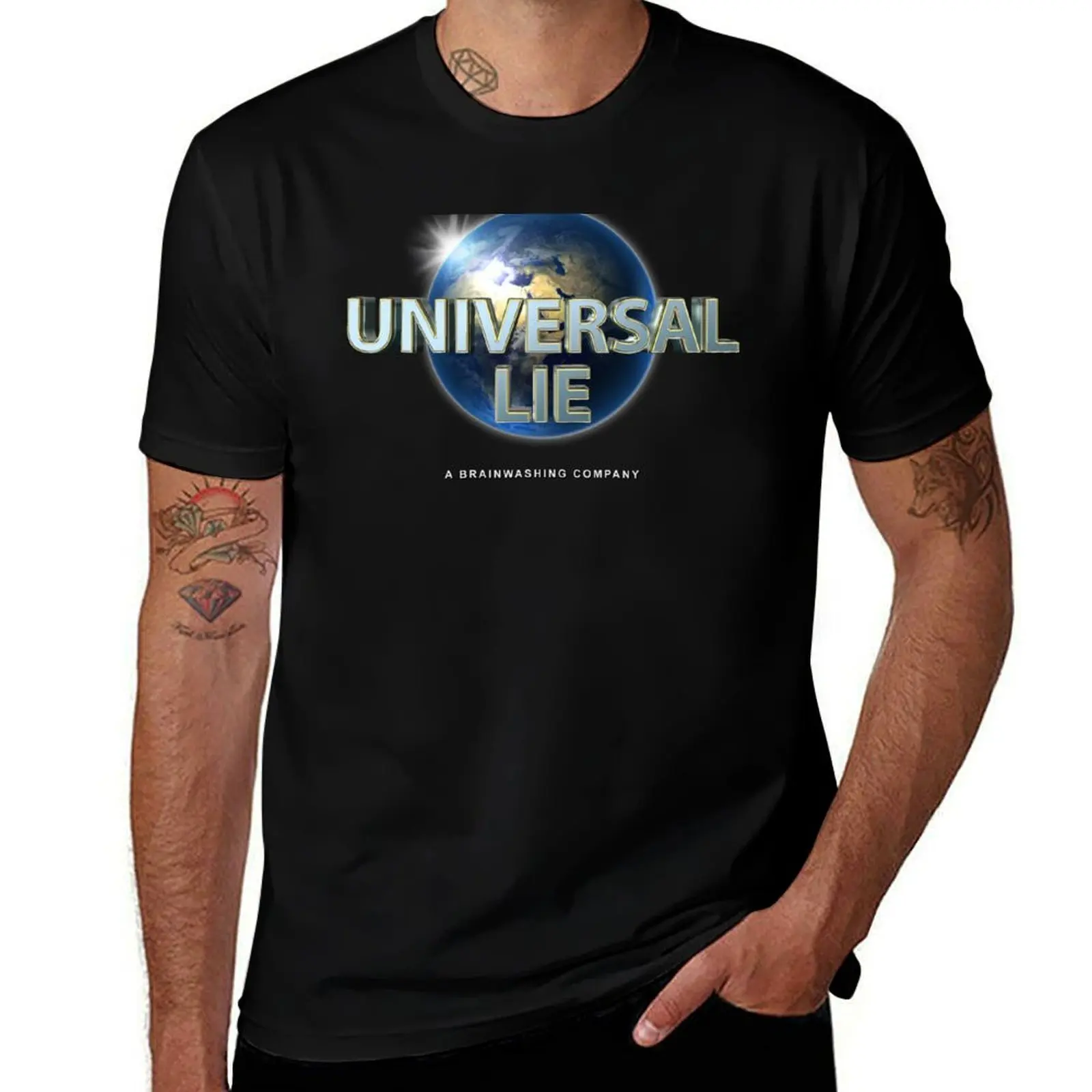 Flat Earth - Universal Lie T-Shirt t shirts for man pack white T-Shirt