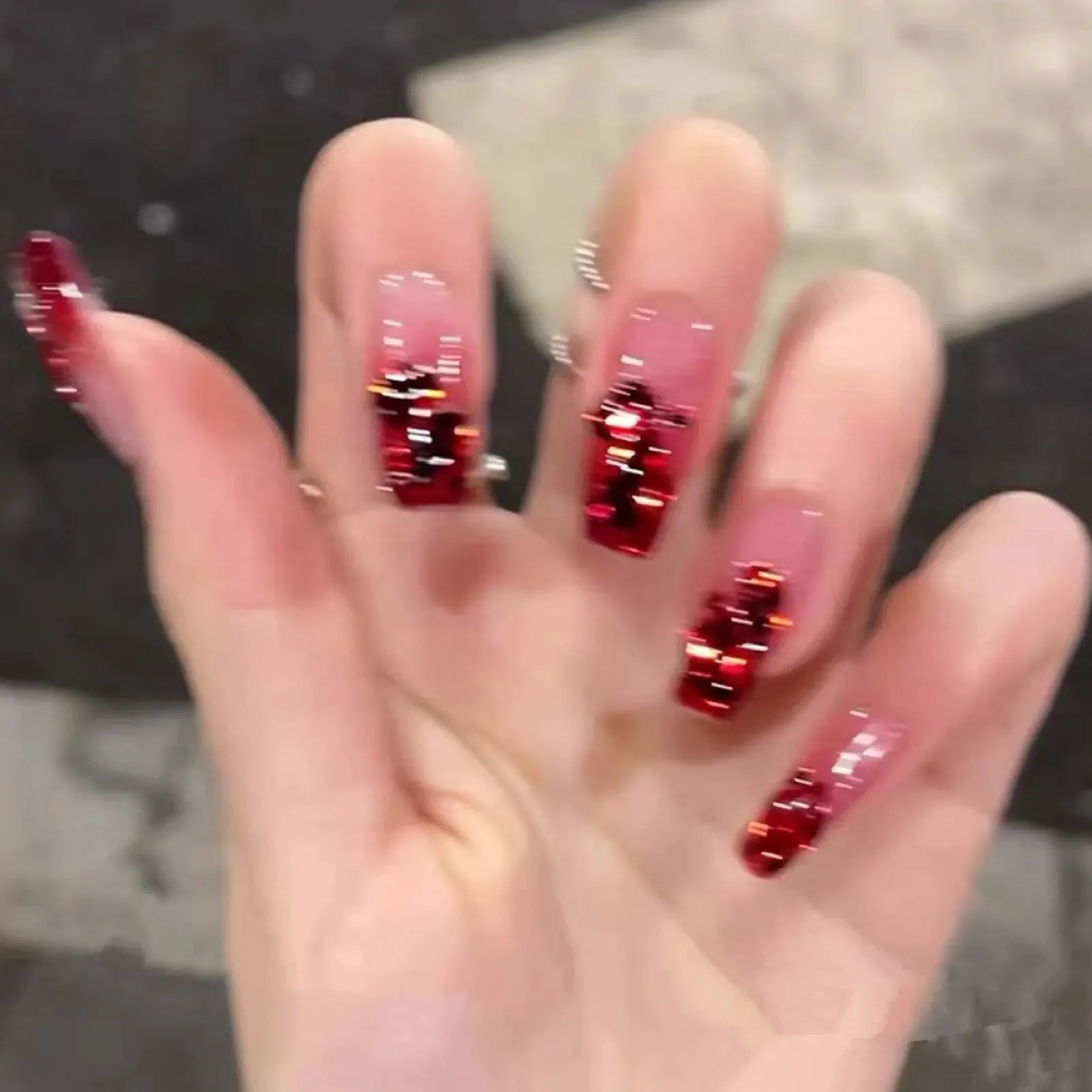 -length Square Fake Nails 3D Square Crystal Rhinestone Nails for Jewelry Making or Other Decorations