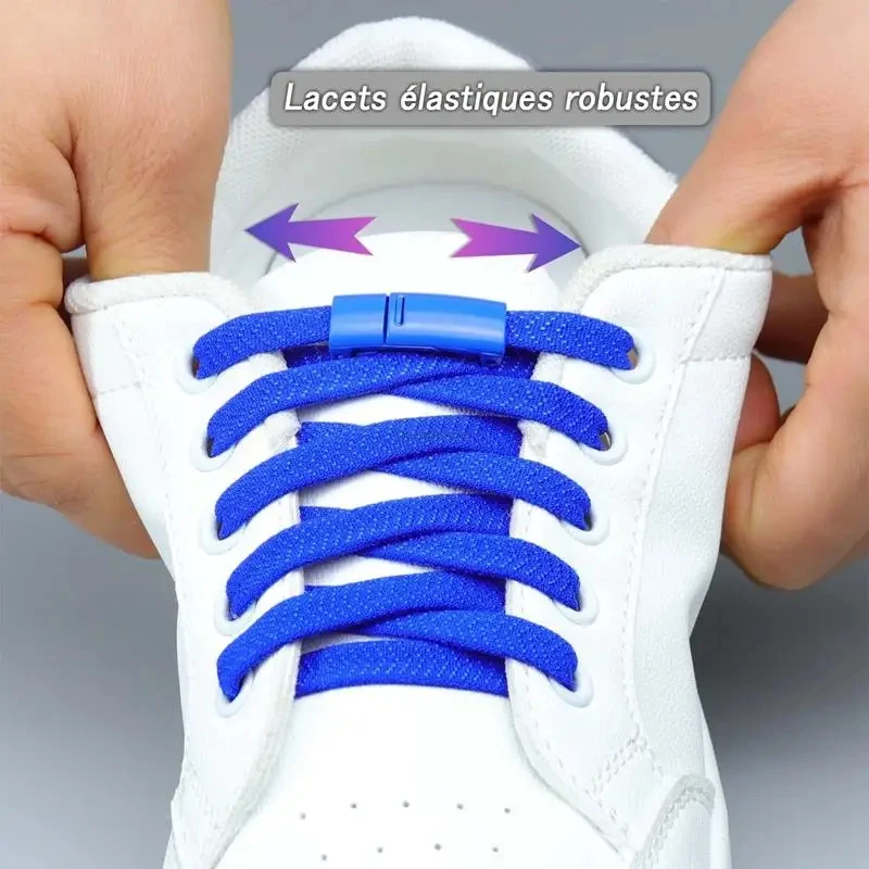 1 Pair Magnetic Lock Elastic Shoelaces Sneakers Flats Solid Color Casual Shoelaces Kids Adult Safety Quick Laces 20 Colors