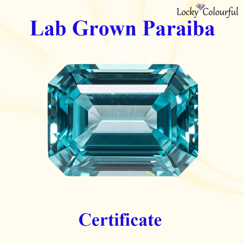 

Lab Grown Paraiba VVS1 Emerald Cut Beads Charms Selectable AGL Certificate for DIY Jewelry Making Necklace Earrings Materials