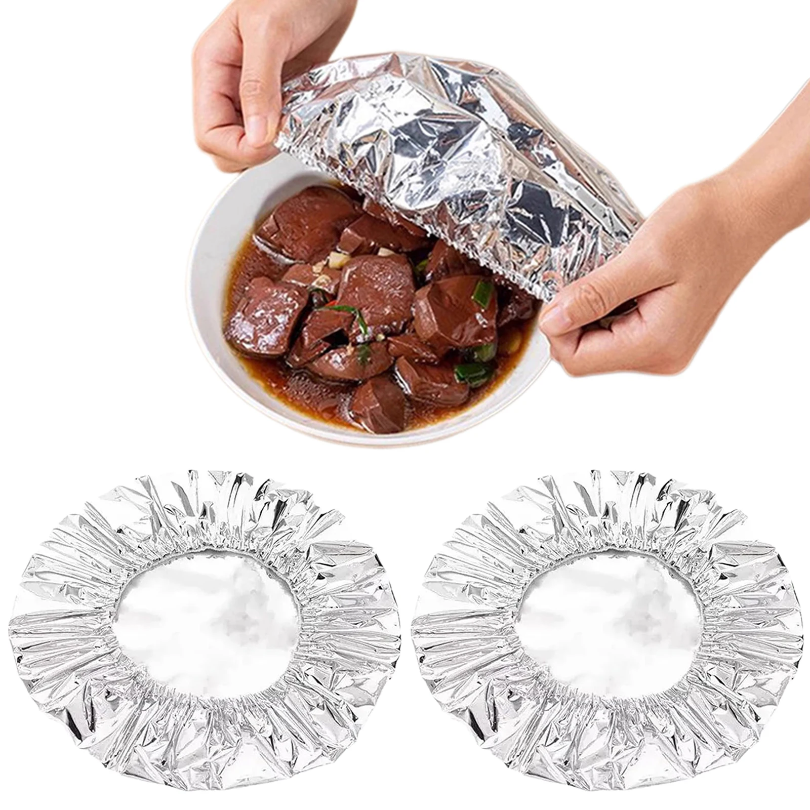 Reusable Aluminum Foil Food Covers Tin Foil Food Insulation Cover Fits Various Dish Shapes Elastic Bowl Covers