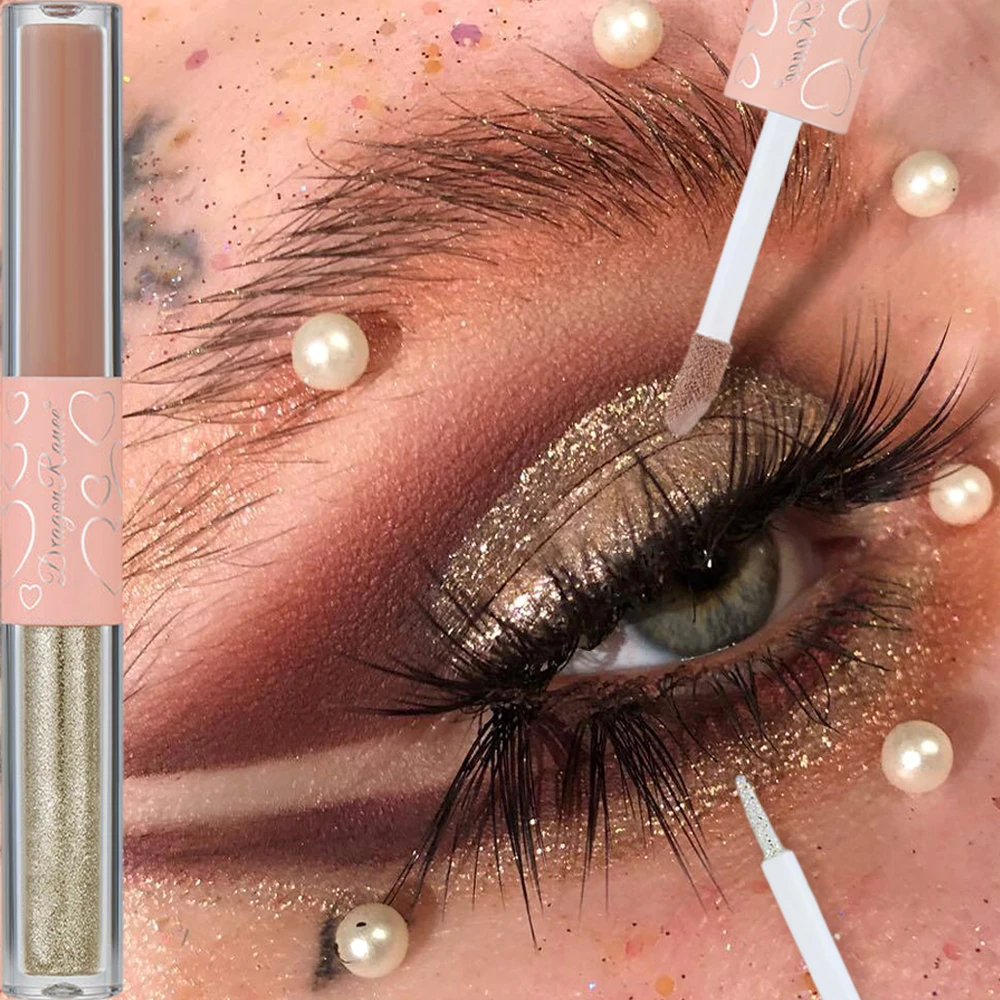 Double Head Pearly Matte 2 In 1 Eyeshadow Pencil Glitter Eye Shadow Stick Smooth Shimmer Eye Makeup Liquid Contour Shadow Stick