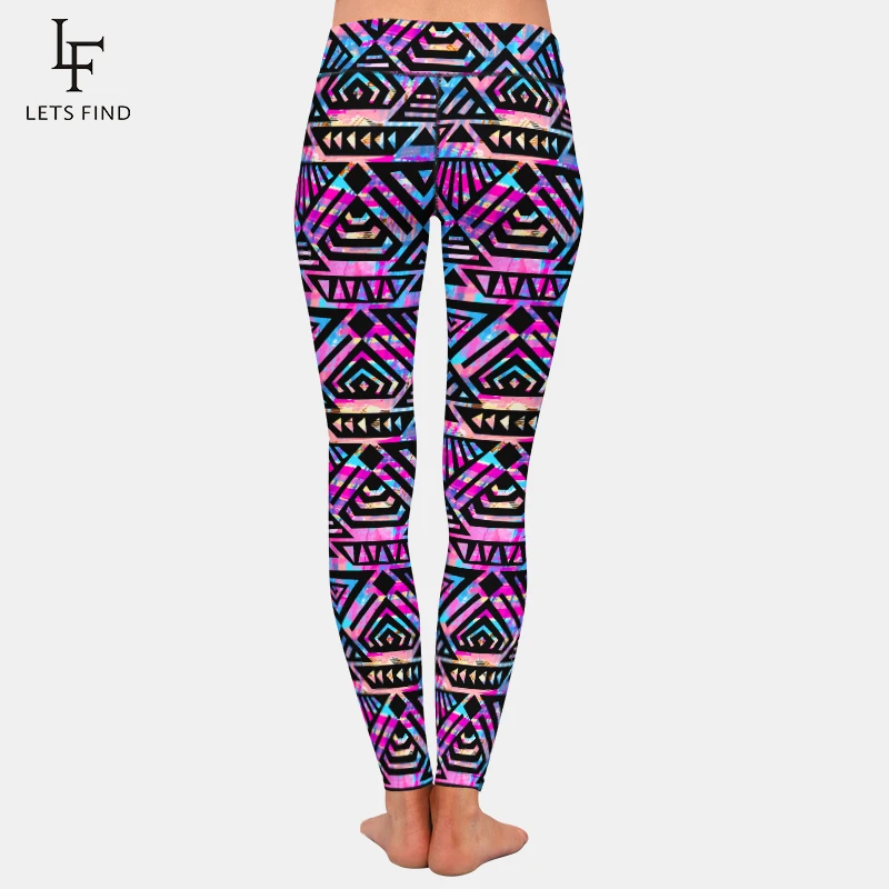 LETSFIND-Leggings supersuaves para mujer, pantalones completos de Fitness, elásticos, de cintura alta, estampados de estilo Tribal pintados a mano en 3D