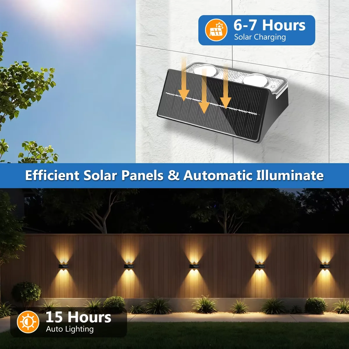 IP65 Waterproof Colorful Solar Wall Step Lights Auto Dusk‑to‑Dawn Outdoor Solar Fence Lights for Deck Stairs Pathway Patio
