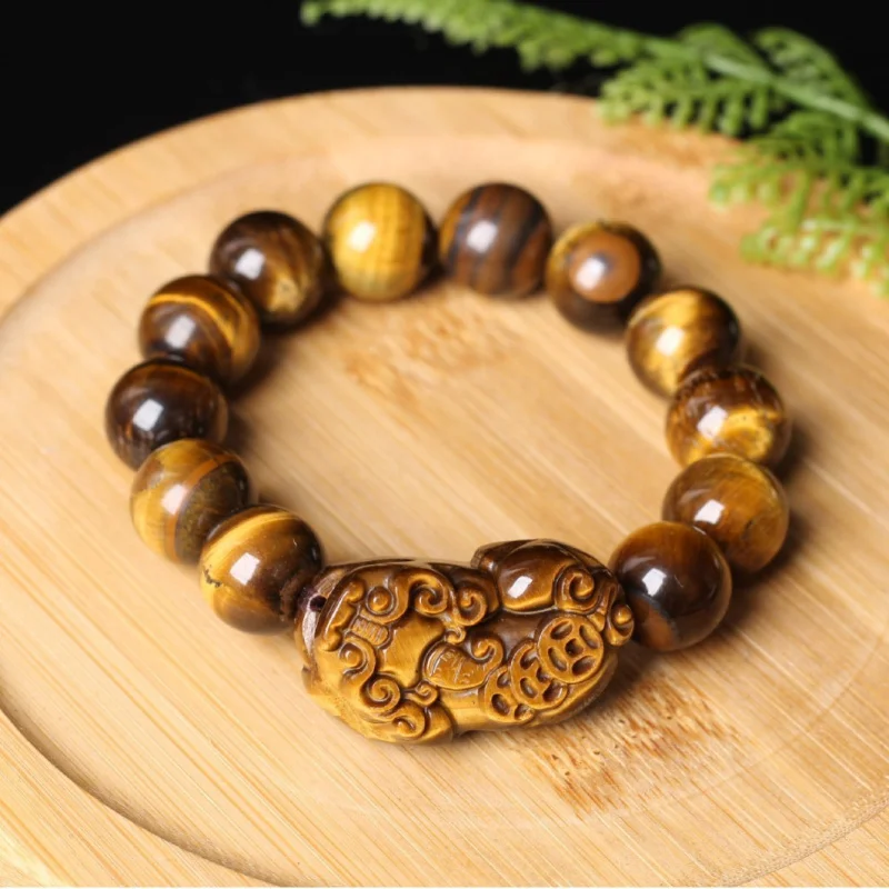 

Natural Yellow Tiger's Eye Pixiu Bracelet Tiger Eye' Stone Wholesale Citrine Ethnic Style Buddha Beads Bracelet Beads for Men an