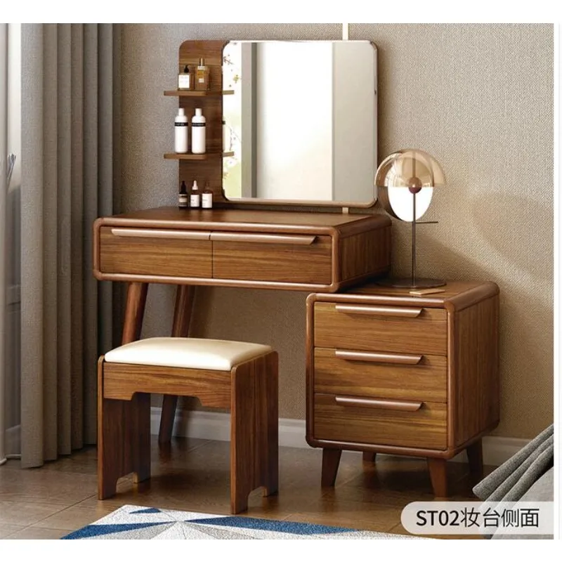 Dressing table storage cabinet integrated telescopic solid wood contracted modern small family lying net red dressing table new