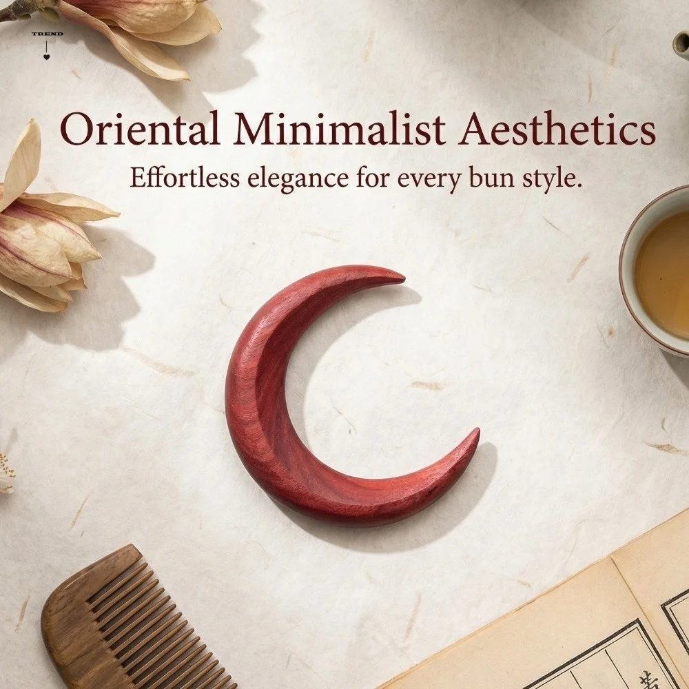 

Элегантная деревянная заколка-полумесяц для волос в стиле Ханьфу, ручная работа, китайский стиль, для повседневного использования