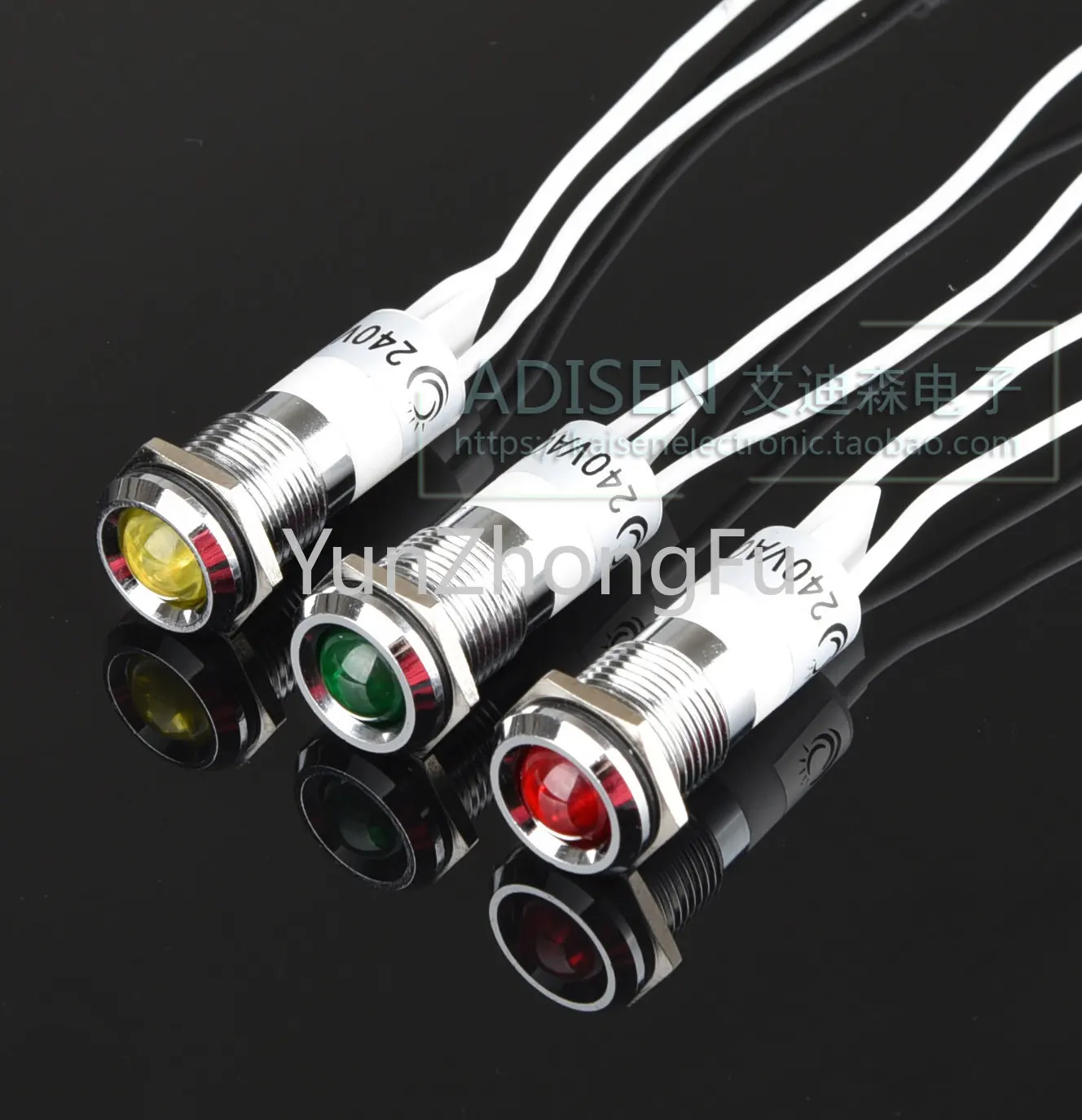 ADP22A-14C-Hole Red Yellow Green Blue White Metal Waterproof Indicator Light with Wire