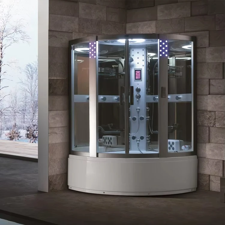 Design Indoor Bathroom Complete Set Steam Room Shower Box, Luxury Enclosed Massage whirlpool Corner Bath Steam Shower Cabin