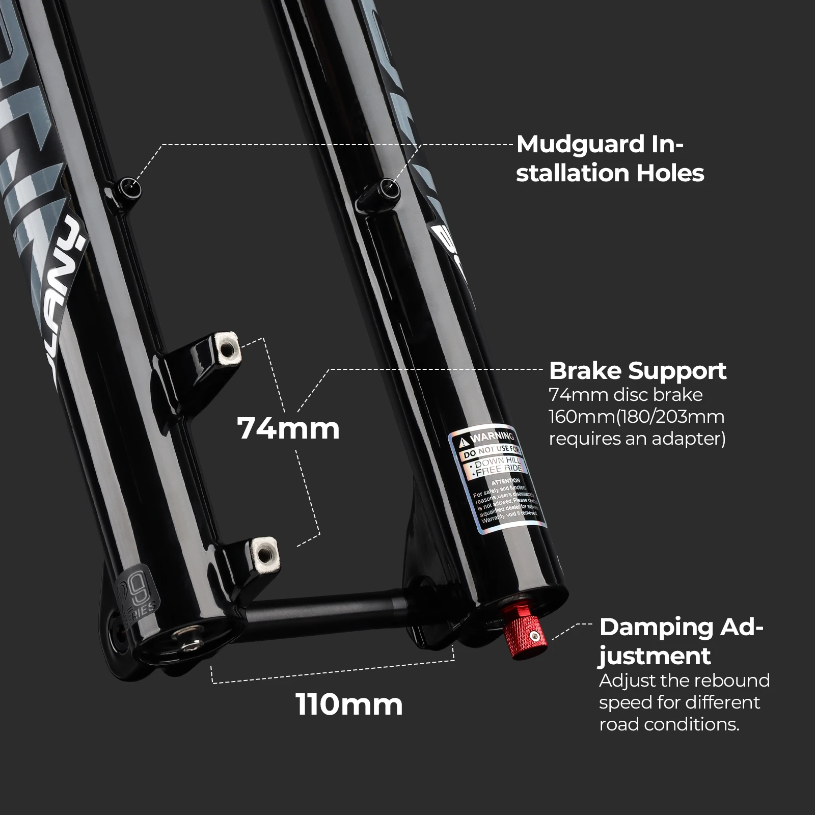 BOLANY Downhill Double Crown MTB Air Fork 36mm Tube 180mm Travel Air Oil Suspension Bike Fork 29 Damping Rebound Adjustable Fork