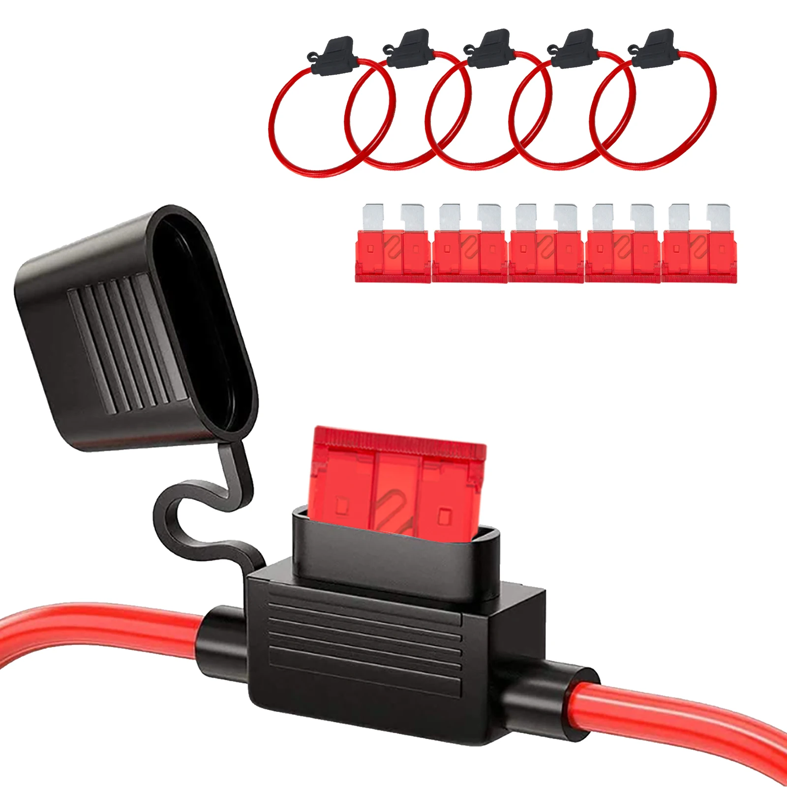 16 AWG Waterproof Inline Blade Fuse Holder Kit 12V Automotive ATC/ATO 10A Fuses for Car Boat Marine RV Truck 4x4 Switch Panel