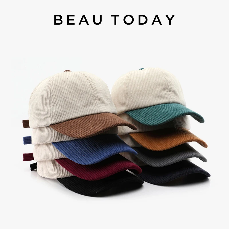 BEAUTODAY Baseball Cap Women Corduroy Mixed Color Sun Protection 2024 Spring Windproof Outdoor Sports Laides Accessories 96552