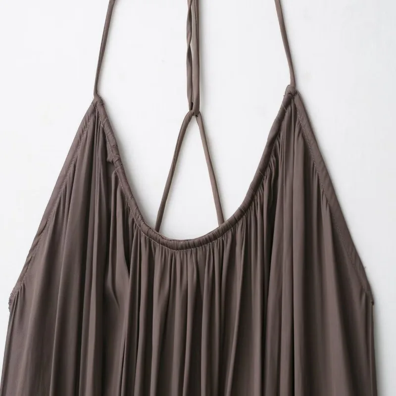 Robes longues en Satin solide pour femmes, ample, droite, épaules dénudées, sans manches, mi-longue, Style de rue, robes à bretelles, nouvel été 2025