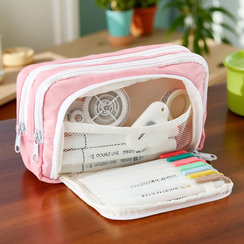 ハローキティ 二層ペンケース 大容量文具バッグ ジッパーオーガナイザー 学用品 ギフト 女の子 男の子 ティーン向け