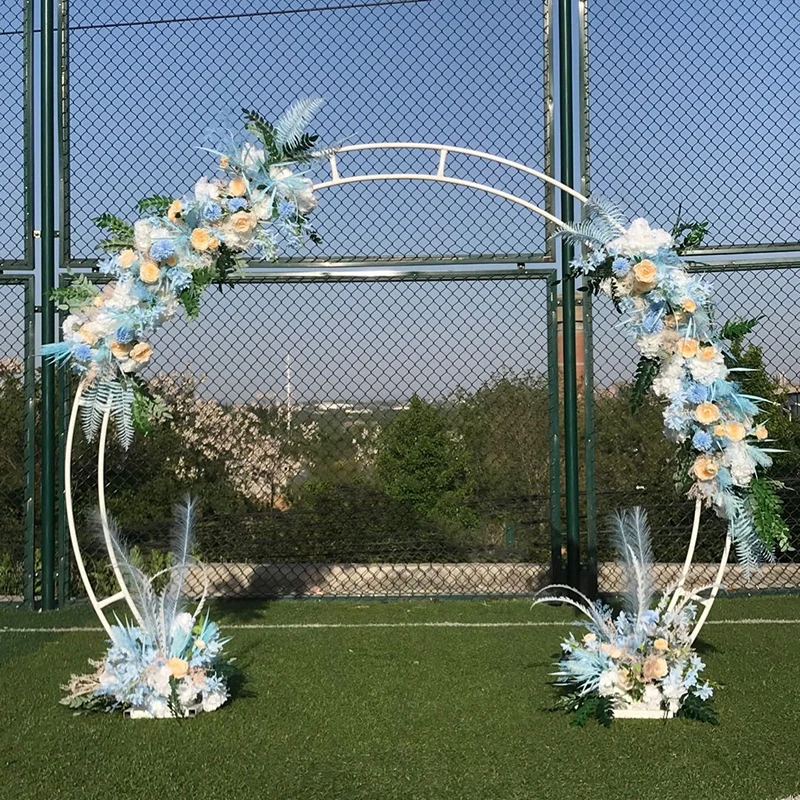 Gold/Silver Metal Large Wedding Arch Props Semi Circle Iron Outdoor Wedding Backdrop Background Arranged Stage Decoration