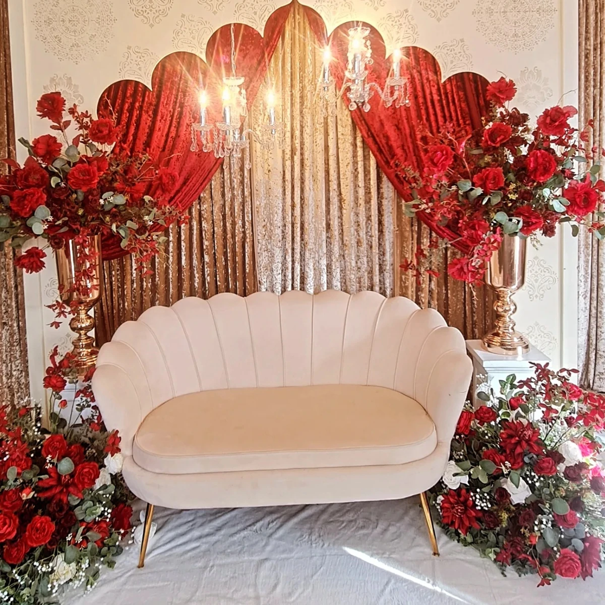 Royal loveseat couple throne wedding sofa for bride and groom  for wedding backdrop stage decoration1333