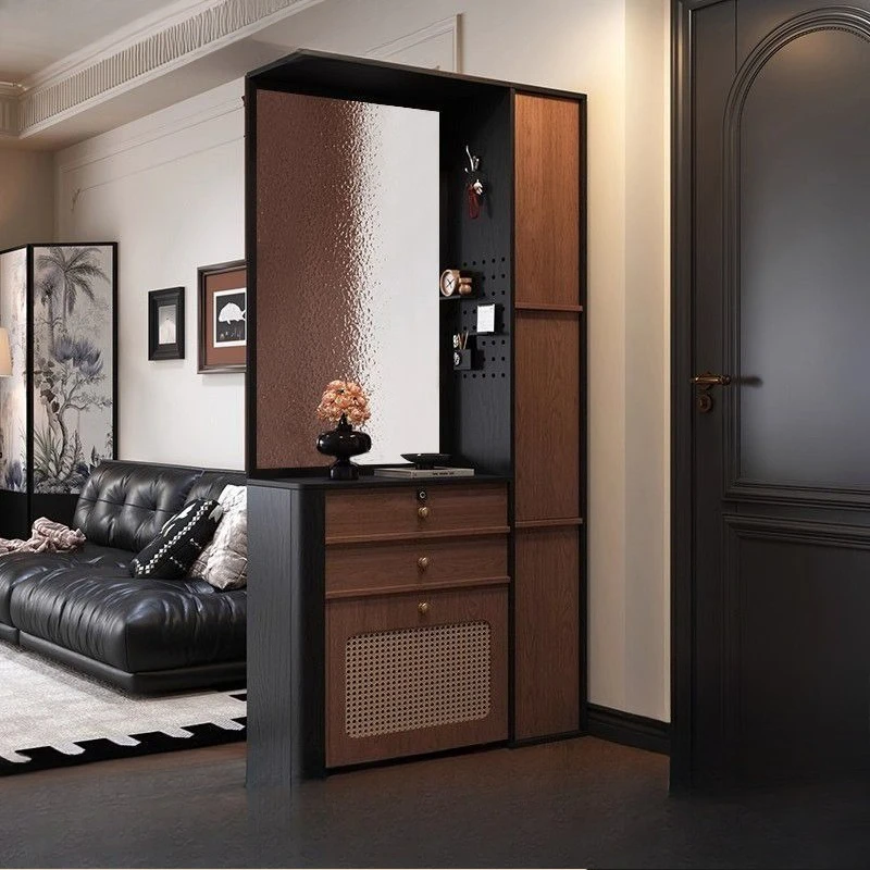 Living room entrance cabinet is opposite the door, middle ancient entrance shoe cabinet integrated screen cabinet