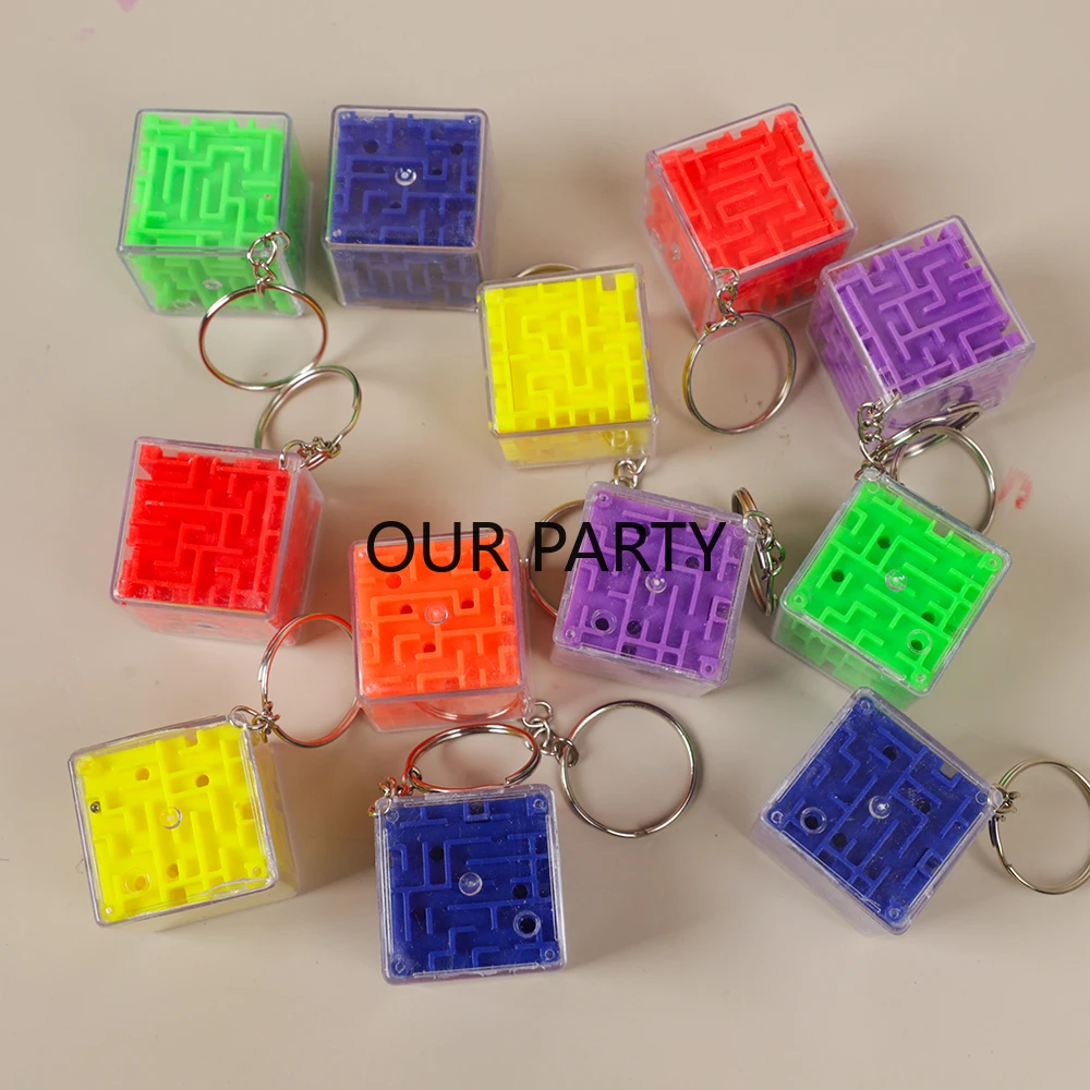 10Pcs Mini 3D Maze Puzzle Intelligence Keychain Educational Toy for Kids Birthday Party Favors School Rewards Pinata Fillers