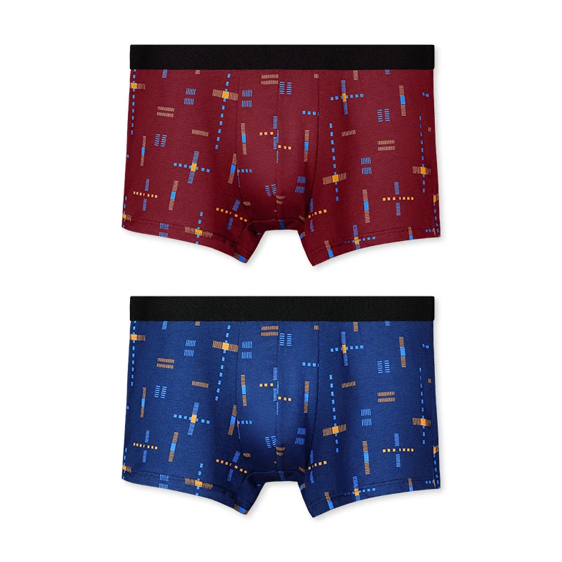 

5pcs Men's underwear, pure cotton antibacterial flat pants, breathable printed summer thin large-sized short pants, all-cotton