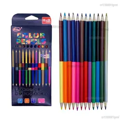 Lápices de colores oleosos de dos colores para dibujar, bocetos, pintura artística, lápiz de madera, herramienta de grafiti de cómic, barra triangular, 24 colores, 12 unids/set por juego